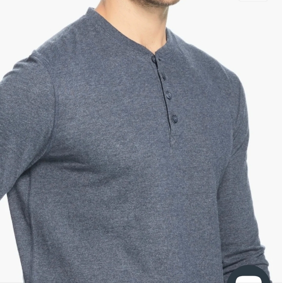 WEATHERPROOF Men's Henley T-Shirt Long Sleeve Maritime Blue NWT - Picture 2 of 4